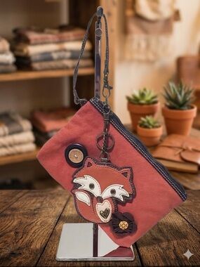 Chala Foxy Fox Canvas Wristlet Clutch 🦊 Too Cute To Handle! 🦊